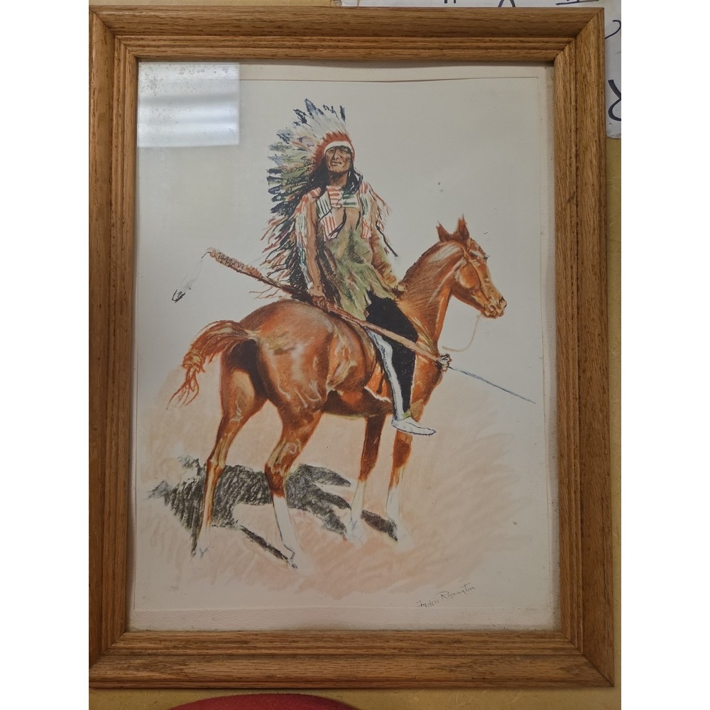 ORIGINAL LITHOGRAPH FREDERIC REMINGTON 1901 "A SIOUX CHIEF" 12 X 16
